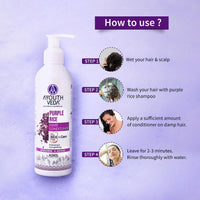 Ayouthveda Purple Rice Hair Conditioner with Rice Water & Kernel Protein | Repairs Damage, Controls Frizz & Enhances Volume | Enriched with Eggplant, Betel & Guava Leaves | For All Hair Types | 200ml
