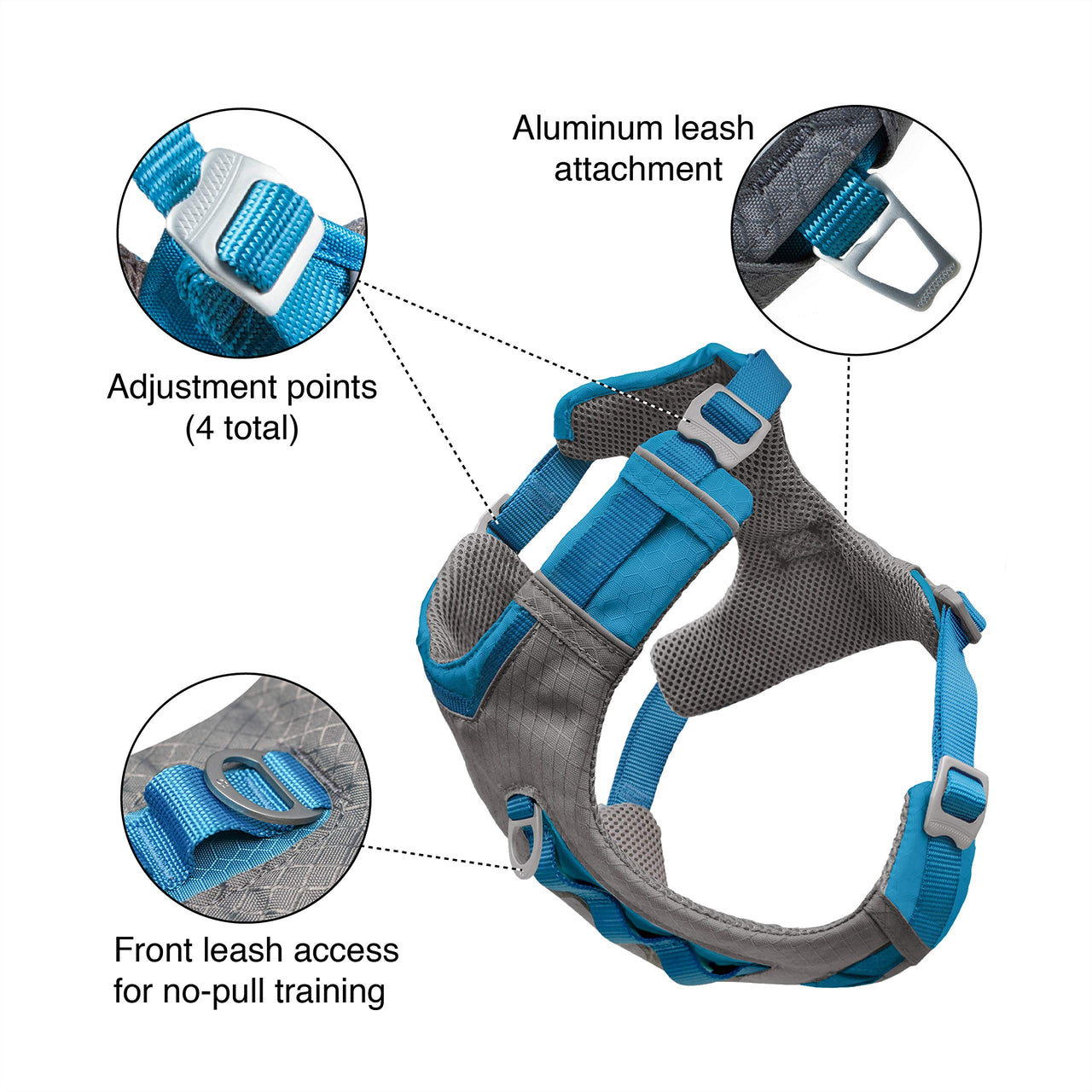 Kurgo Dog Harness for Medium, & Small Active Dogs, Pet Hiking Harness for Running & Walking, Everyday Harnesses for Pets, Reflective, Journey Air, Red/Grey 2018, Large