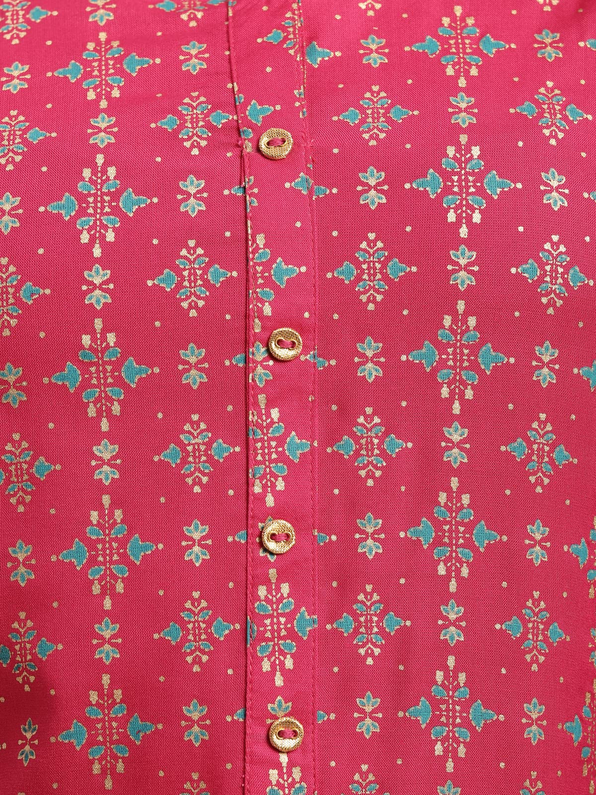 rangita Women Rayon Gold Printed Calf Length Straight Kurti