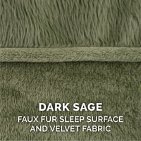 Furhaven Replacement Dog Bed Cover Faux Fur & Velvet Sofa-Style, Machine Washable - Dark Sage, Large Cover Only 36.0