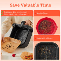 COSORI Air Fryer Liners, 100 PCS Square Disposable Paper Liners, Non-Stick Silicone Oil Coating, Little to No Cleaning, 7.9