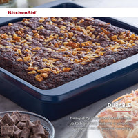 KitchenAid 9-In Nonstick Swiss Engineered Aluminized Steel Square Cake Pan, Dishwasher Safe, Ink Blue 9in