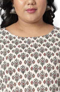 XL LOVE - By Janasya Women's  Plus Size White Cotton Kurta
