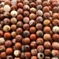 ABCGEMS Morgan-Hill California White-Lace Poppy Jasper Beads (Gorgeous Crystal Quartz Inclusion) Healing Crystal Stone Ideal for Bracelet Necklace Ring DIY Jewelry Making Men Women Smooth Round 8mm White-Lace Poppy Jasper (From USA)