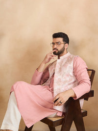 House of Pataudi Woven Design Nehru Jackets