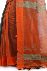 BENGAL HANDLOOM Women's  Art Silk Cotton Stripe Saree With Blouse Piece