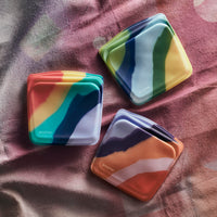 Stasher Reusable Silicone Storage Bag, Food Storage Container, Microwave and Dishwasher Safe, Leak-free, Sandwich, Rainbow Splash