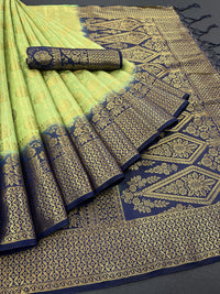 iZibra Women's  Pure Kanjivaram Silk Sraee Kanchipuram Pattu Sarees With Blouse Piece