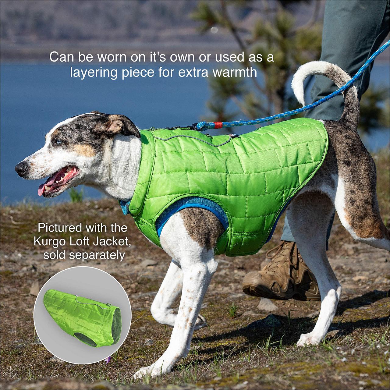 Kurgo Core Dog Sweater, Knit Dog Sweater With Fleece Lining, Cold Weather Pet Jacket, Zipper Opening for Harness, Adjustable Neck, Year-Round Sweater for Small Dogs (Heather Blue, Small) Heather Blue