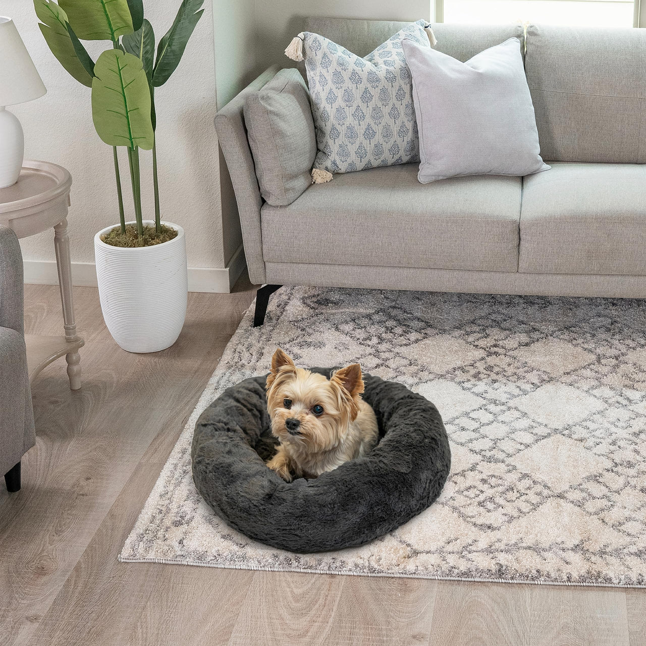Best Friends by Sheri The Original Calming Donut Cat and Dog Bed in Lux Fur Mink, Extra Small 18" 18.0"L x 18.0"W x 7.0"Th Bed Only Lux Mink