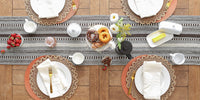 DII Farmhouse Braided Stripe Table Runner Collection, 15x108 (15x113, Fringe Included), Dark Brown 15x108