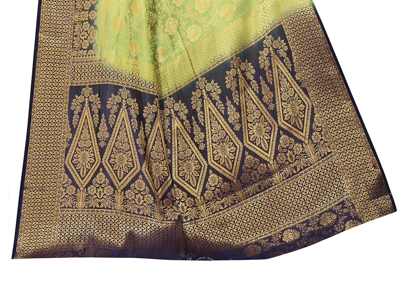 iZibra Women's  Pure Kanjivaram Silk Sraee Kanchipuram Pattu Sarees With Blouse Piece