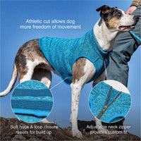 Kurgo Core Dog Sweater, Knit Dog Sweater With Fleece Lining, Cold Weather Pet Jacket, Zipper Opening for Harness, Adjustable Neck, Year-Round Sweater for Small Dogs (Heather Blue, Small) Heather Blue