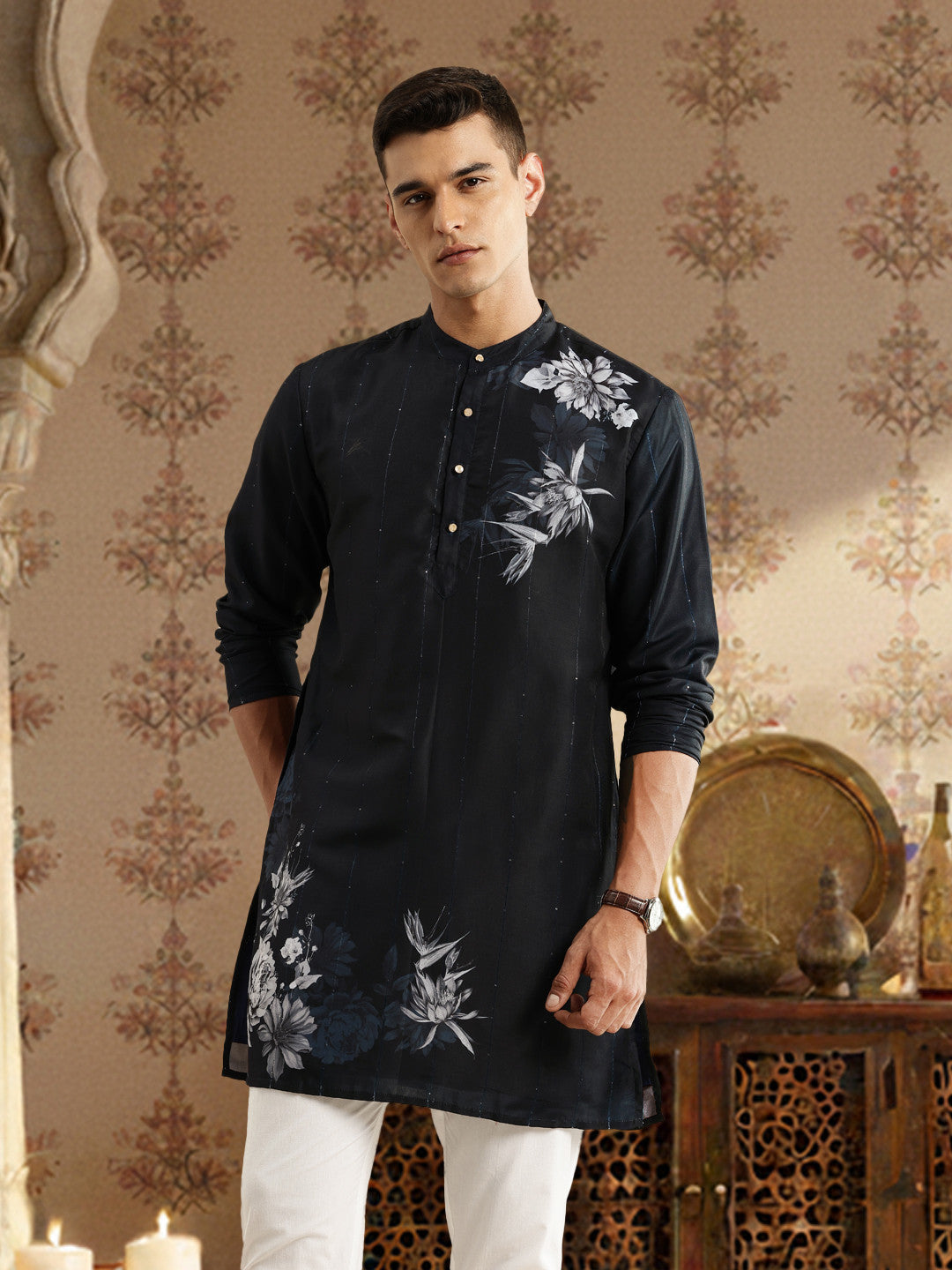House of Pataudi Floral Printed Jashn Kurta