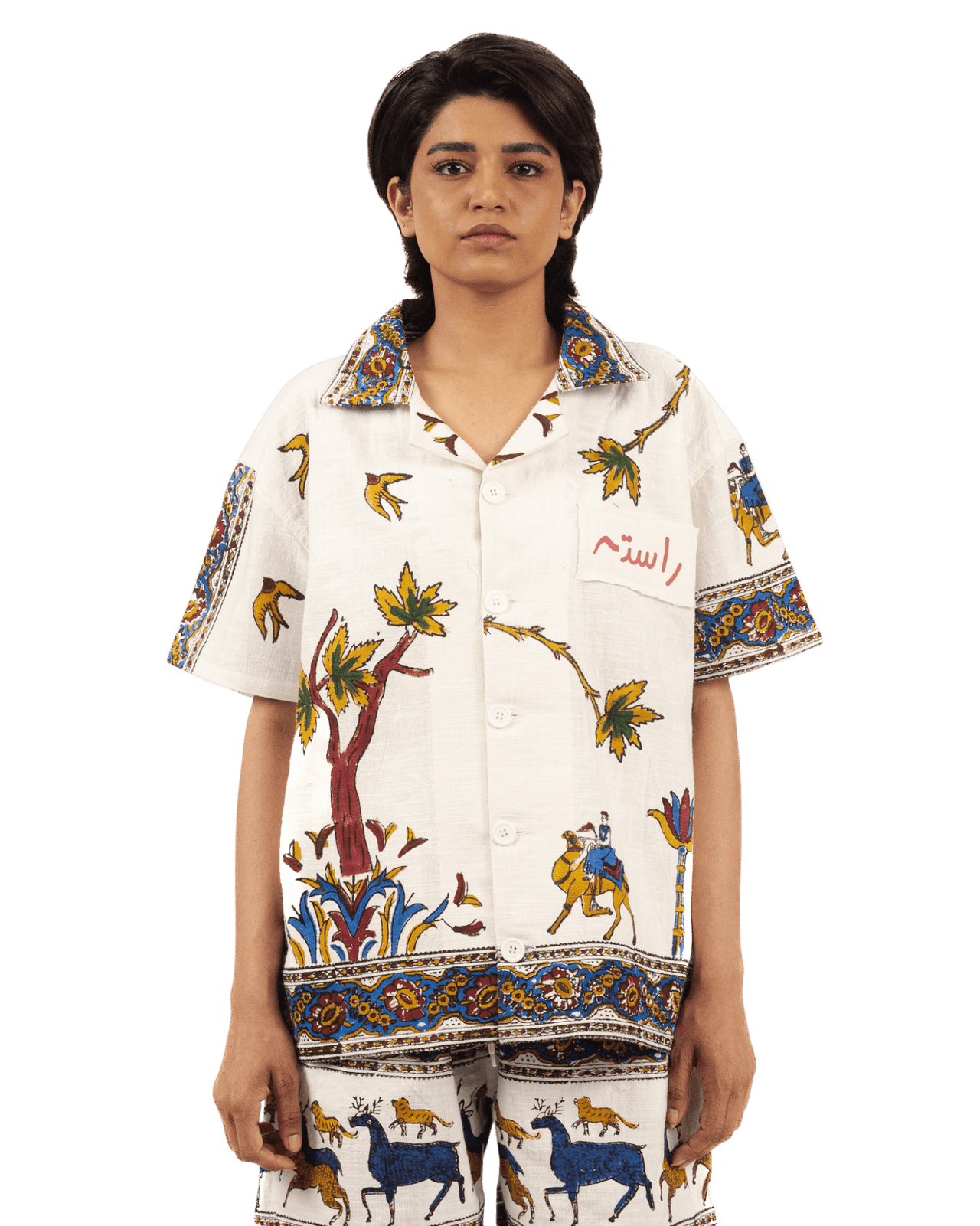 Raastah - "desert Bloom" Block Print Button Down