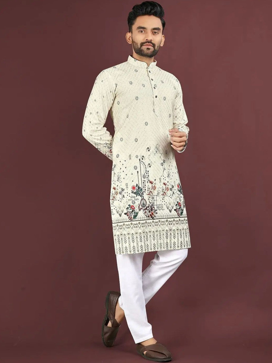KURTA WALLAH Men Geometric Printed Kurta