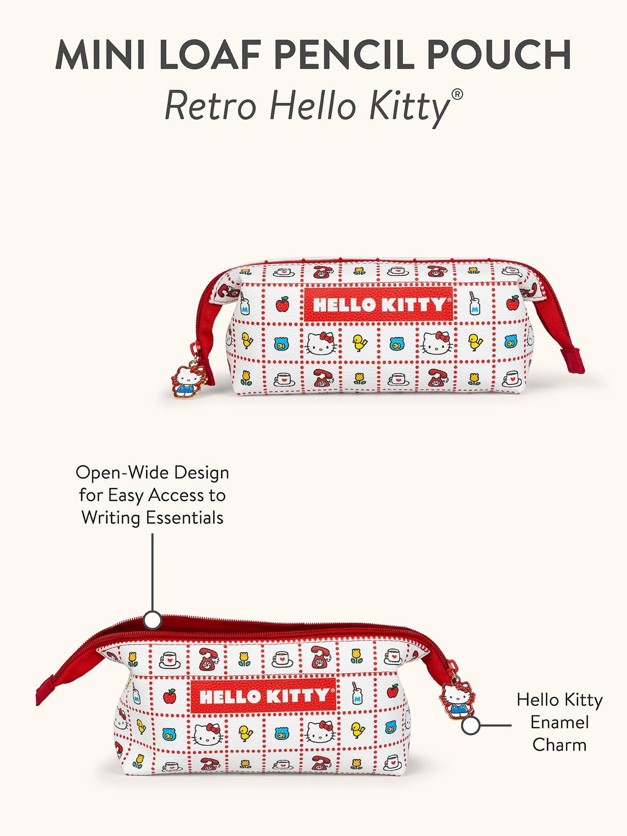 Hello Kitty x Studio Oh! Retro Red Mini Loaf Pencil Pouch