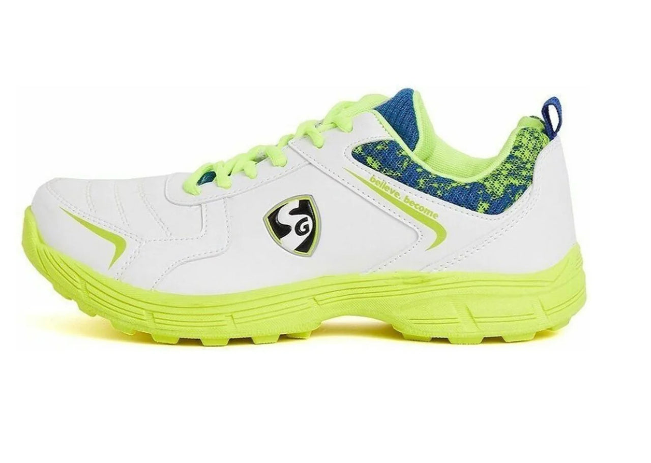 SG Savage Stud Shoe: Dynamic Royal Blue & Lime Cricket Footwear