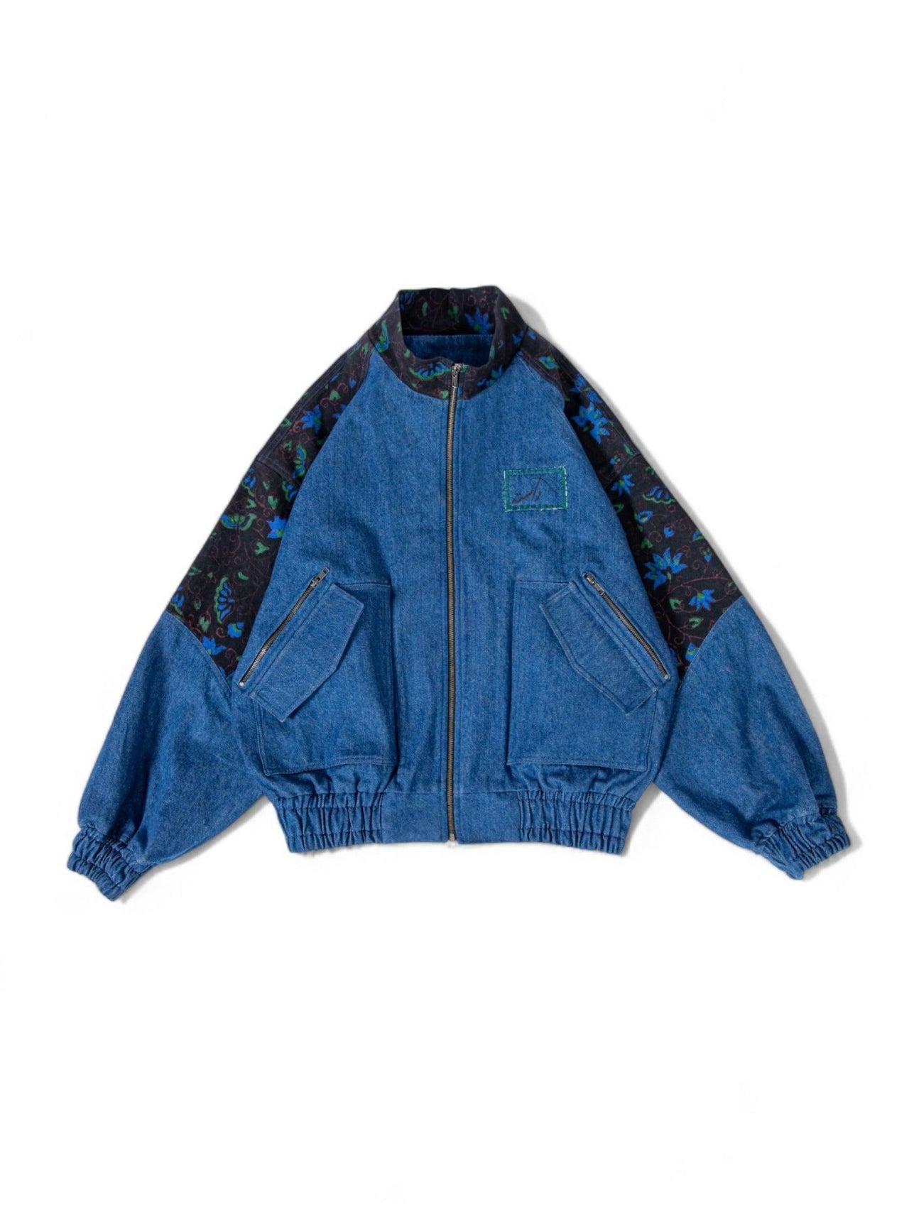 BFCM 2025 - "Lafayette" Block Print Denim Bomber Jacket