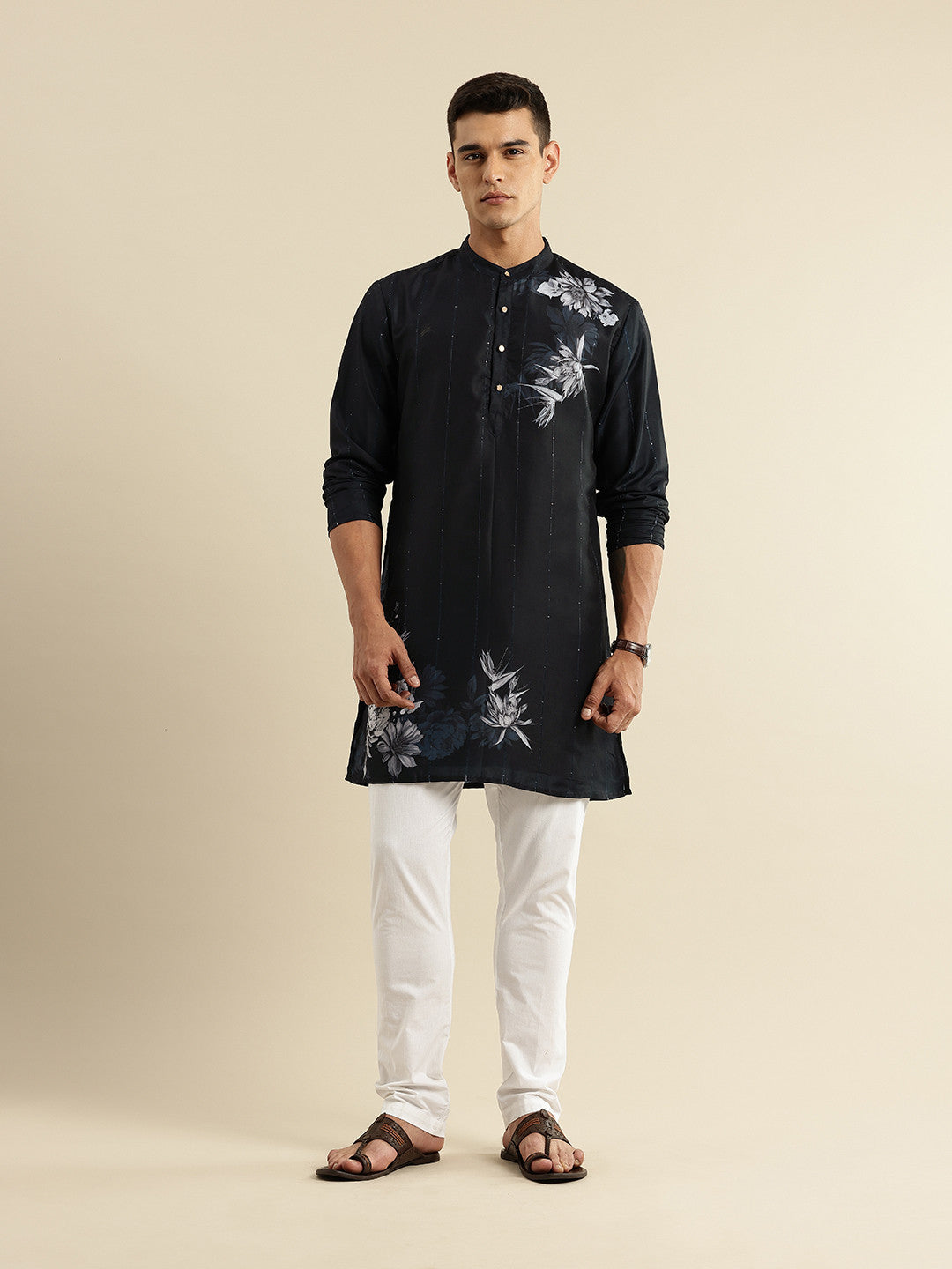 House of Pataudi Floral Printed Jashn Kurta