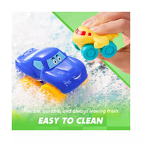 Syncfun 8 PCS Rubber Cartoon Cars with Play Mat, Mini Bath Toy Car for Toddlers, Boy Toys Birthday Gift, Party Favors for Kids Toddlers 2 3+ Year Old