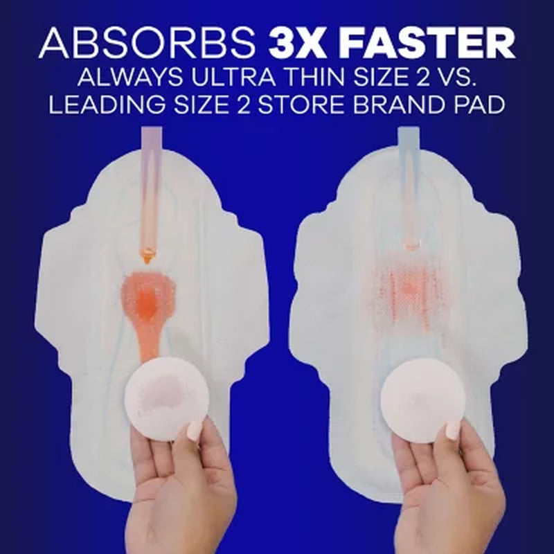 Always Ultra Thin Overnight Pads with Wings, Size 4, 80 Ct.