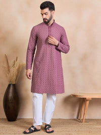 House of Pataudi Mandarin Collar Straight Kurta