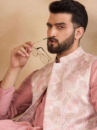 House of Pataudi Woven Design Nehru Jackets