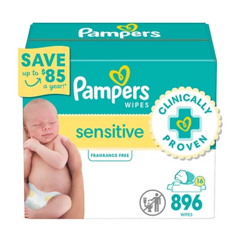 Pampers Sensitive Baby Wipes, Fragrance Free, 16 Pks., 896 Wipes