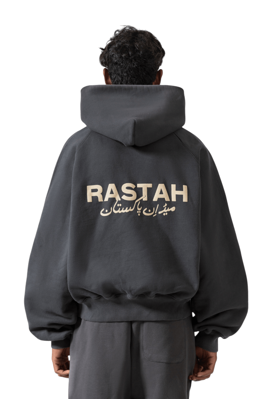 Raastah - Charcoal Grey Made In Pak Hoodie