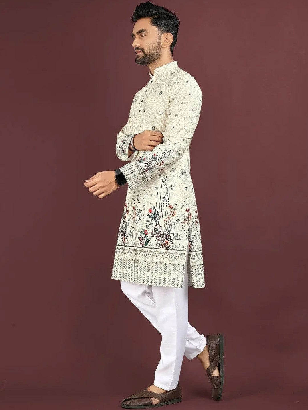 KURTA WALLAH Men Geometric Printed Kurta