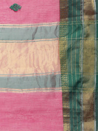 leeza store Women's  Jacquard Dobby Butta Butti Rich Kota Doria Cotton Silk Saree With Blouse Piece Green
