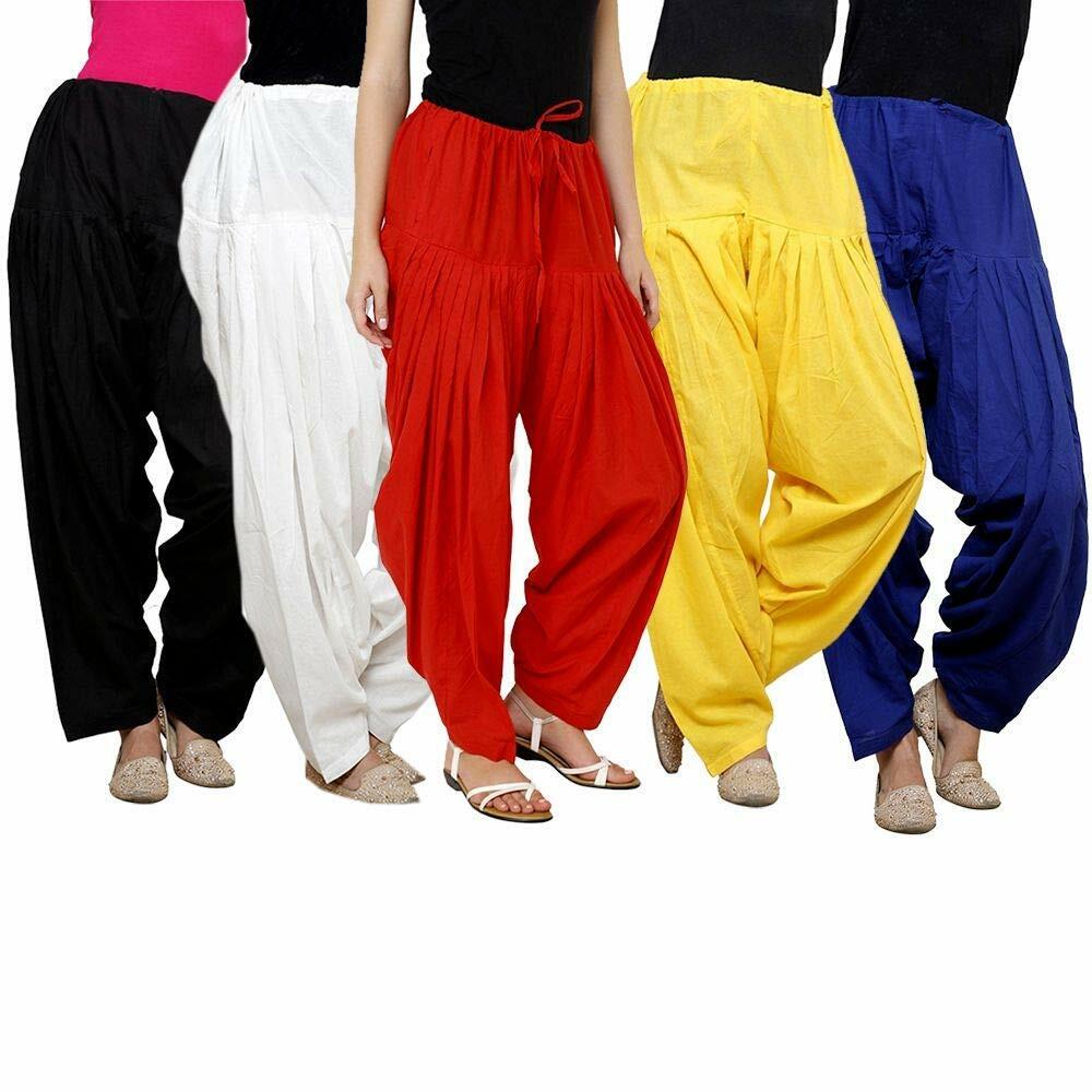 Pistaa's  Women's  Regular Fit Patiala Bottom (Multicolor, Free Size, Pack of 5)