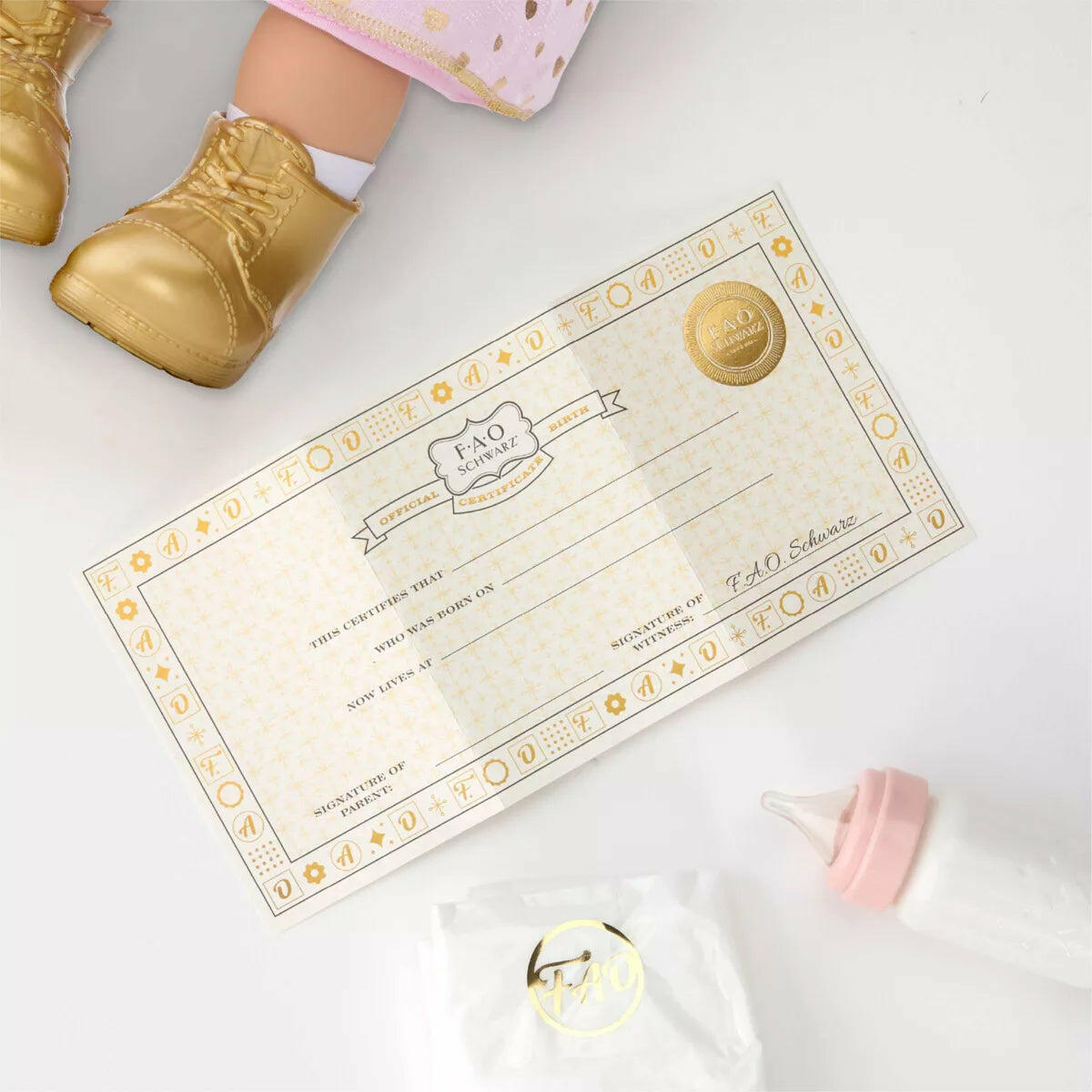 FAO Schwarz 14" Cuddle Baby Doll - Brown Hair