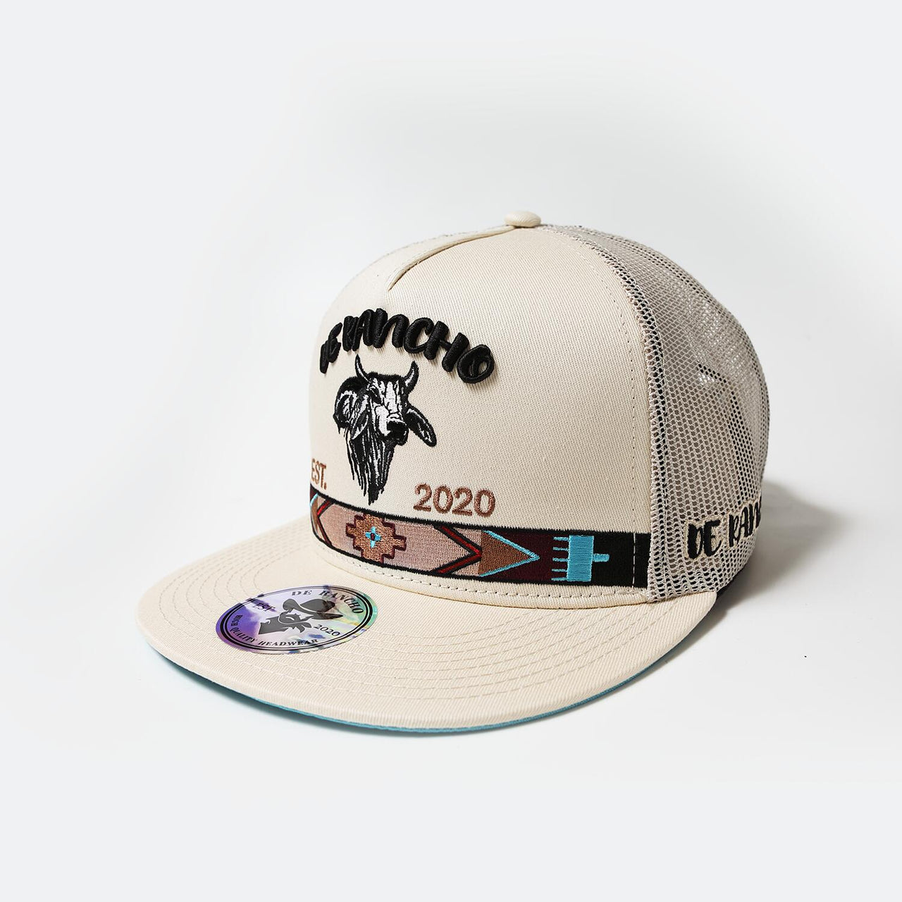 De Rancho Tribal Bull Cream Hat Dr076