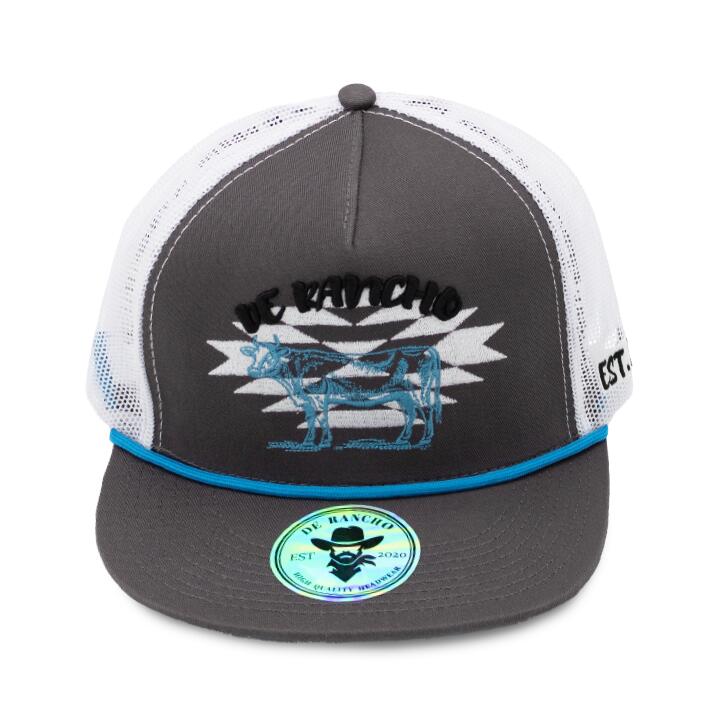 De Rancho Tribal Cow Blue (GREY/WHITE) Dr051 Hat