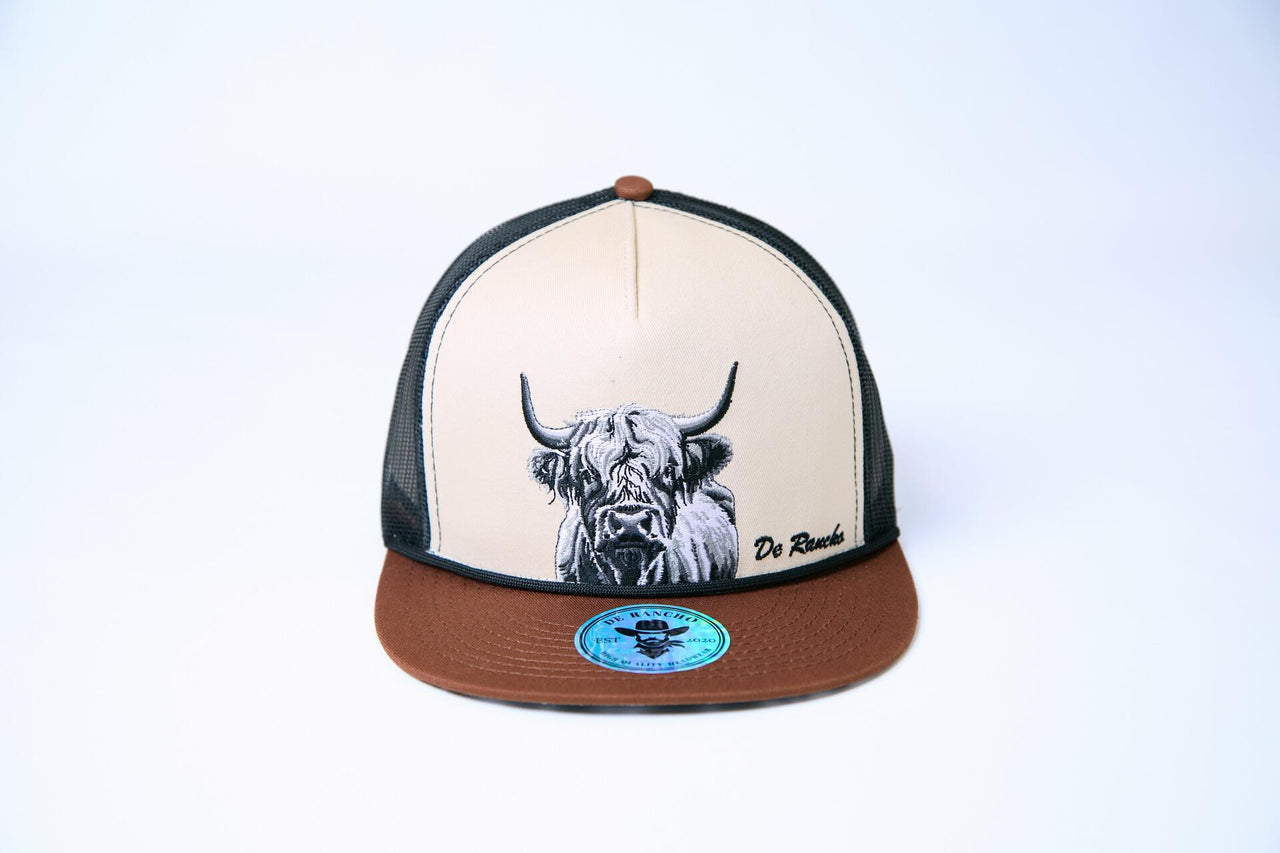 De Rancho Highland Cow #1 Hat (CREAM/BROWN) Dr176