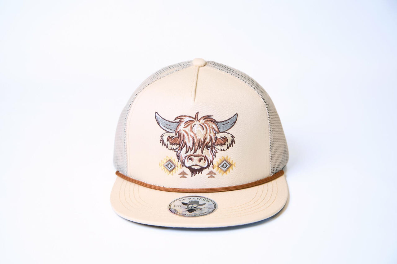 De Rancho Highland Cow #2 Hat (CREAM/BROWN) Dr187