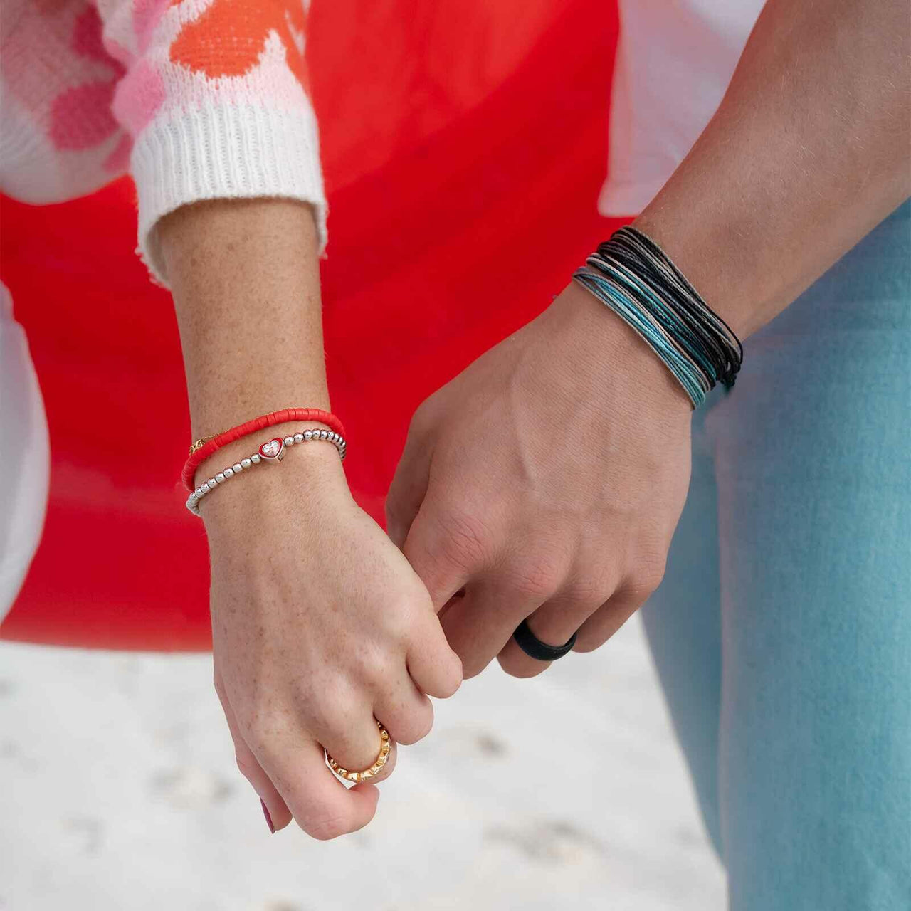 Pura Vida Stone & Enamel Heart Stretch Bracelet