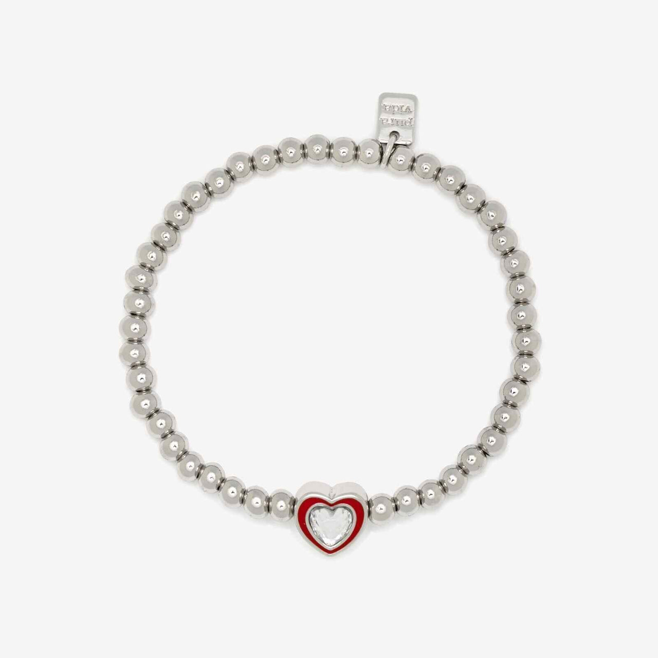 Pura Vida Stone & Enamel Heart Stretch Bracelet