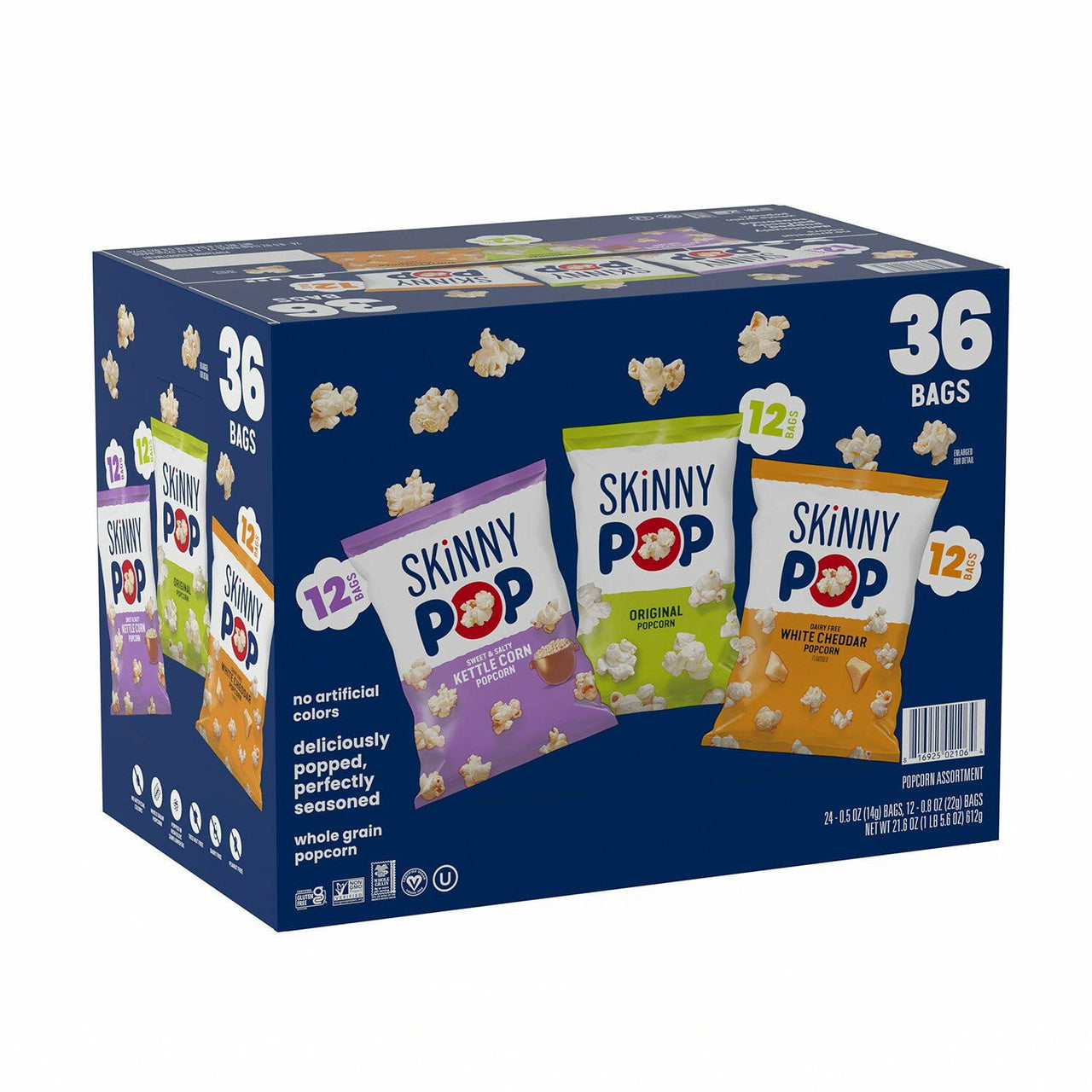 SkinnyPop Variety Snack Pack Popcorn, 0.5 oz., 36 pk.