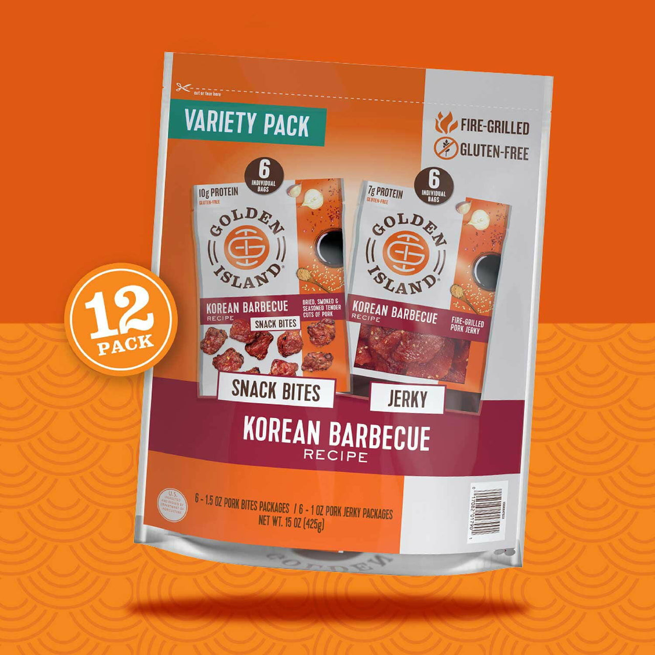 Golden Island Korean Barbecue Pork Jerky and Snack Bites, 1.50 oz., 12 pk.