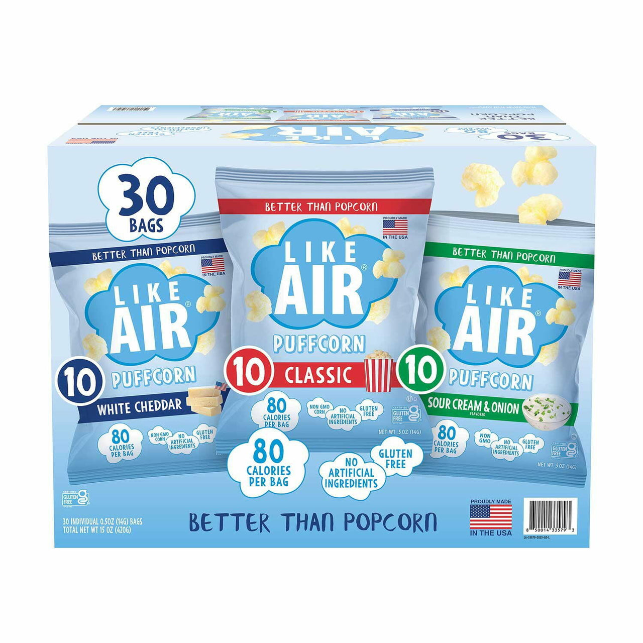 Like Air Puffcorn Variety Pack, 0.5 oz., 30 pk.
