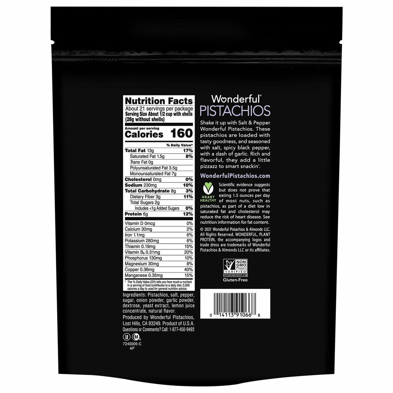 Wonderful Salt & Pepper Pistachios, 40 oz.