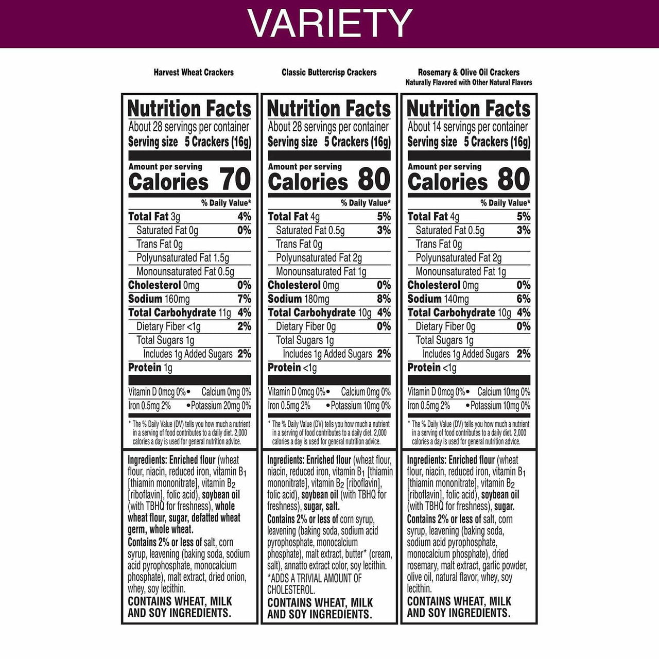 Kellogg's Toasted Variety Pack Crackers, 40 oz.