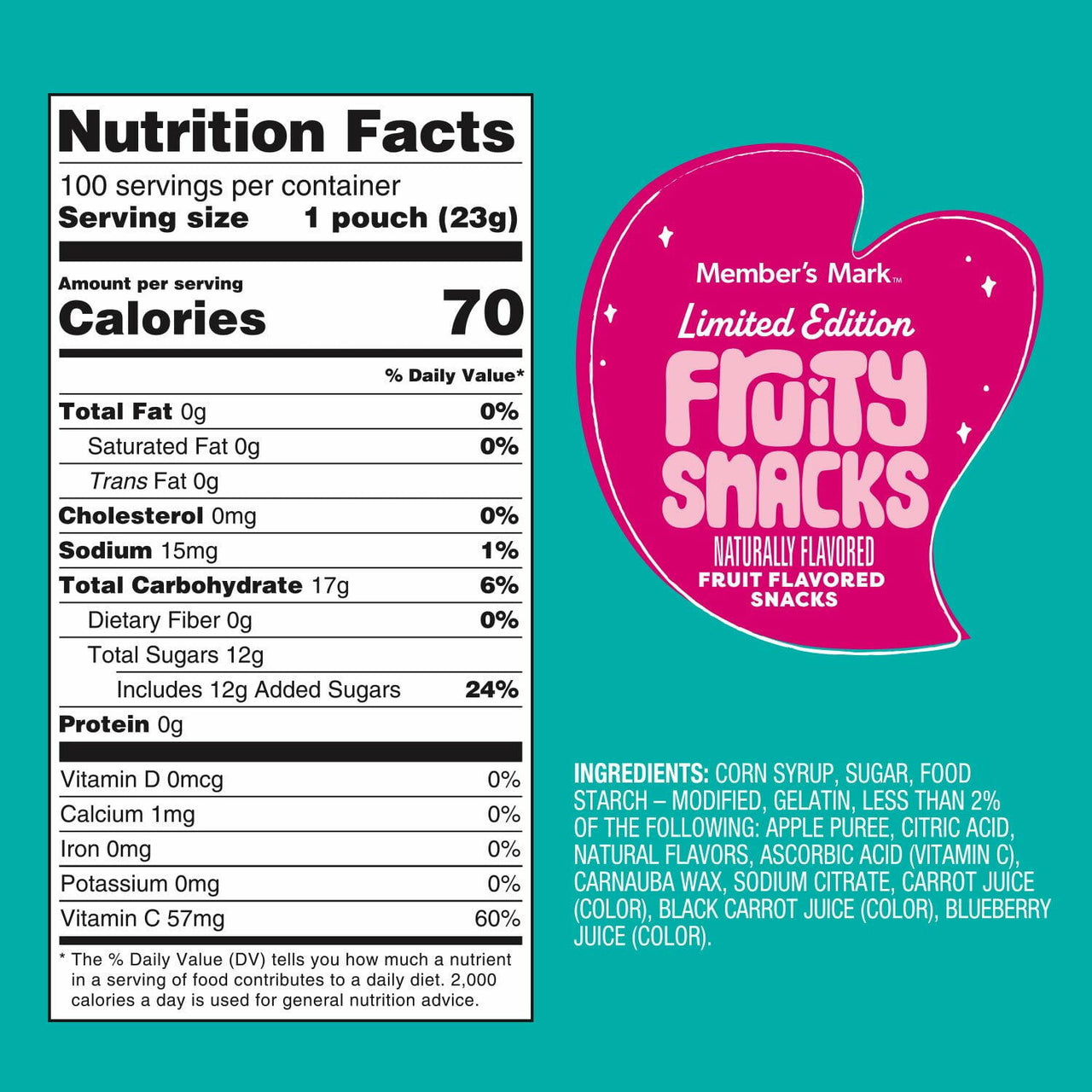 Member's Mark Valentine's Day Fruity Snacks 0.8 oz., 100 pk.
