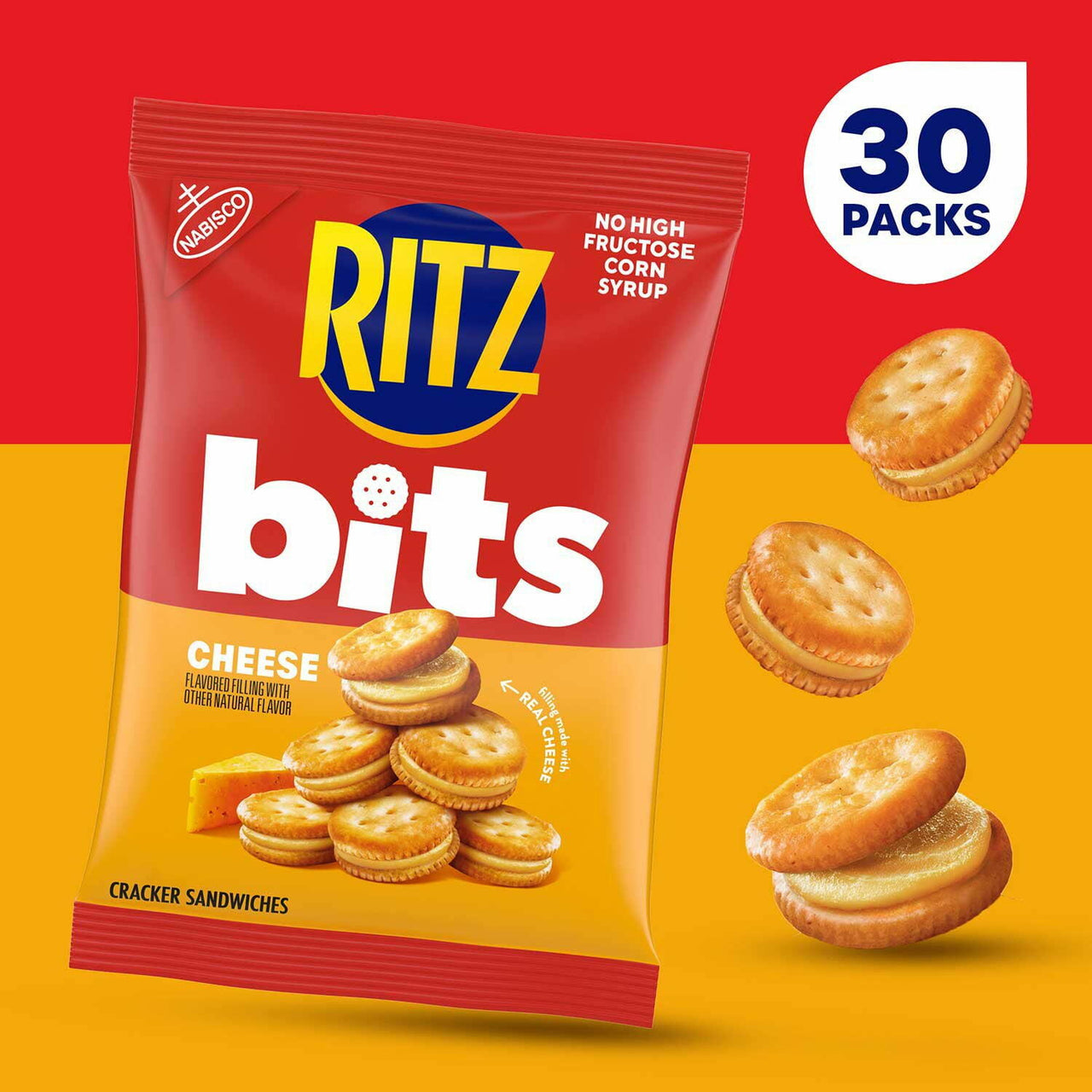 RITZ Bits Cheese Sandwich Crackers, 1.5 oz., 30 pk.