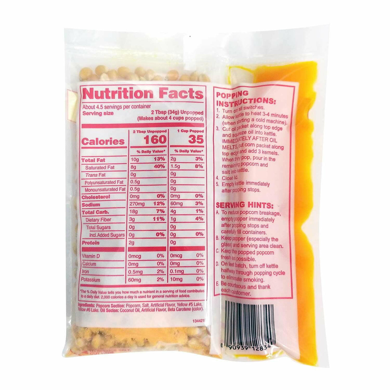 Gold Medal Funpop Popcorn kits, for use with 4 oz. Poppers, 36 kits