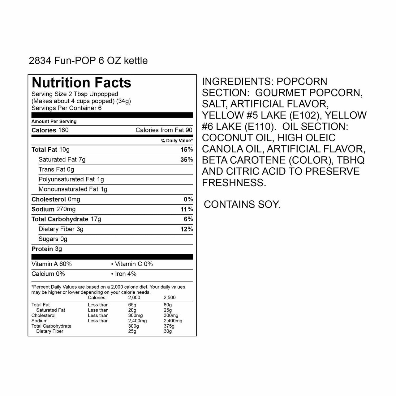 Gold Medal Funpop Popcorn kits, for use with 4 oz. Poppers, 36 kits