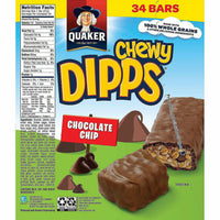Quaker Chewy Dipps Granola Bars, Chocolate Chip, 34 pk.
